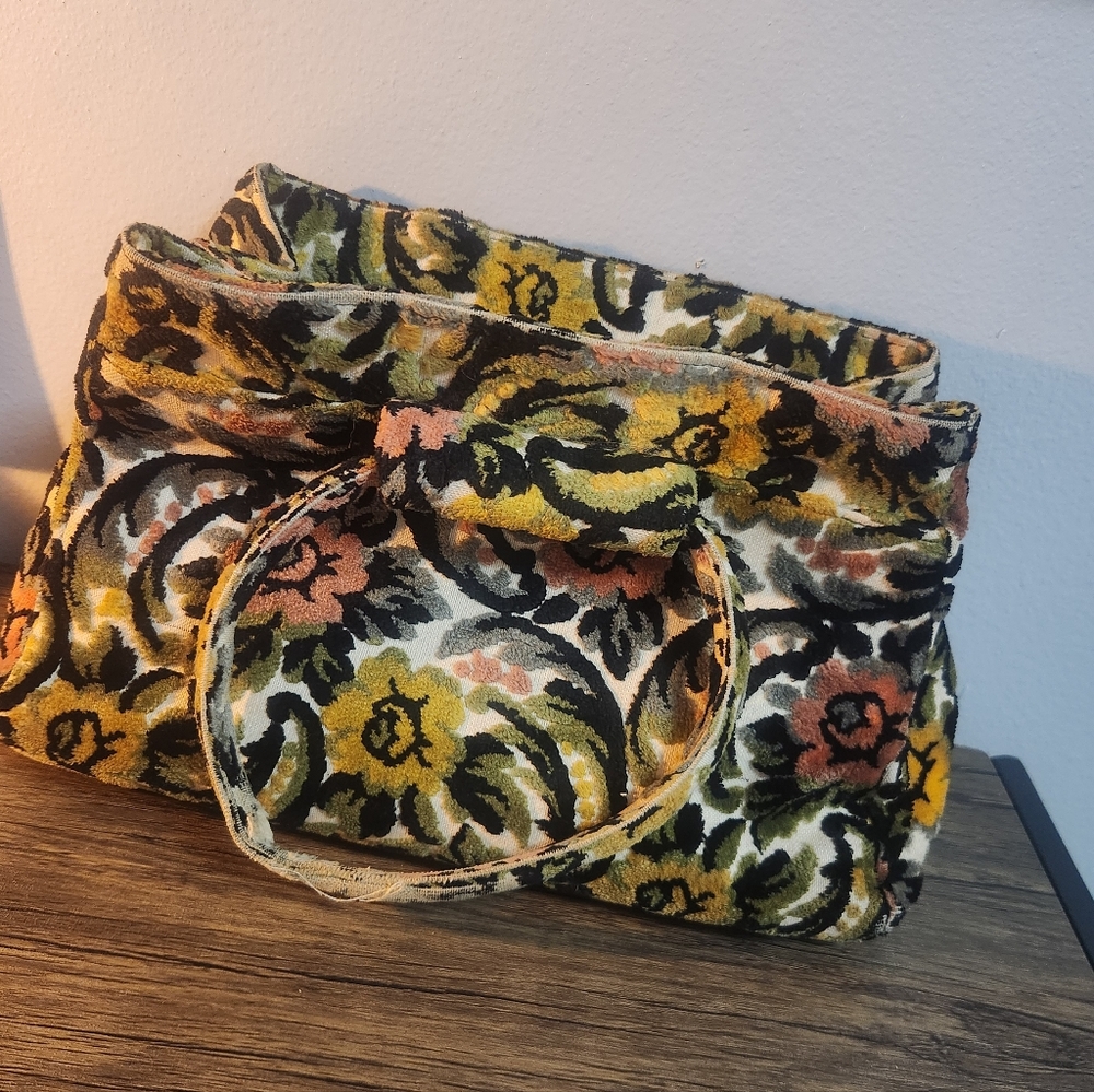 Vintage Mid-Centurt 1960s Floral Tapestry Carpet Bag Hand Bag Kadin-Style - Picture 3 of 14